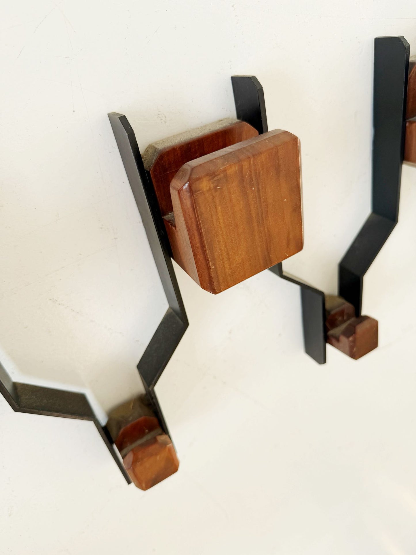 Vintage wooden and metal coat rack – Modular design from the 1960s/1970s