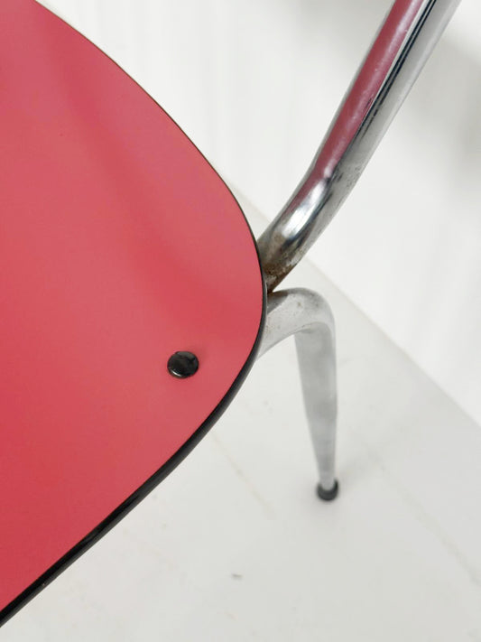 Pair of Metal and Fuchsia Formica Chairs
