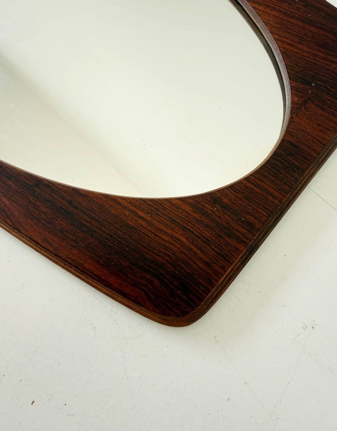 Vintage Mirror with Curved Wood Frame – 1960s
