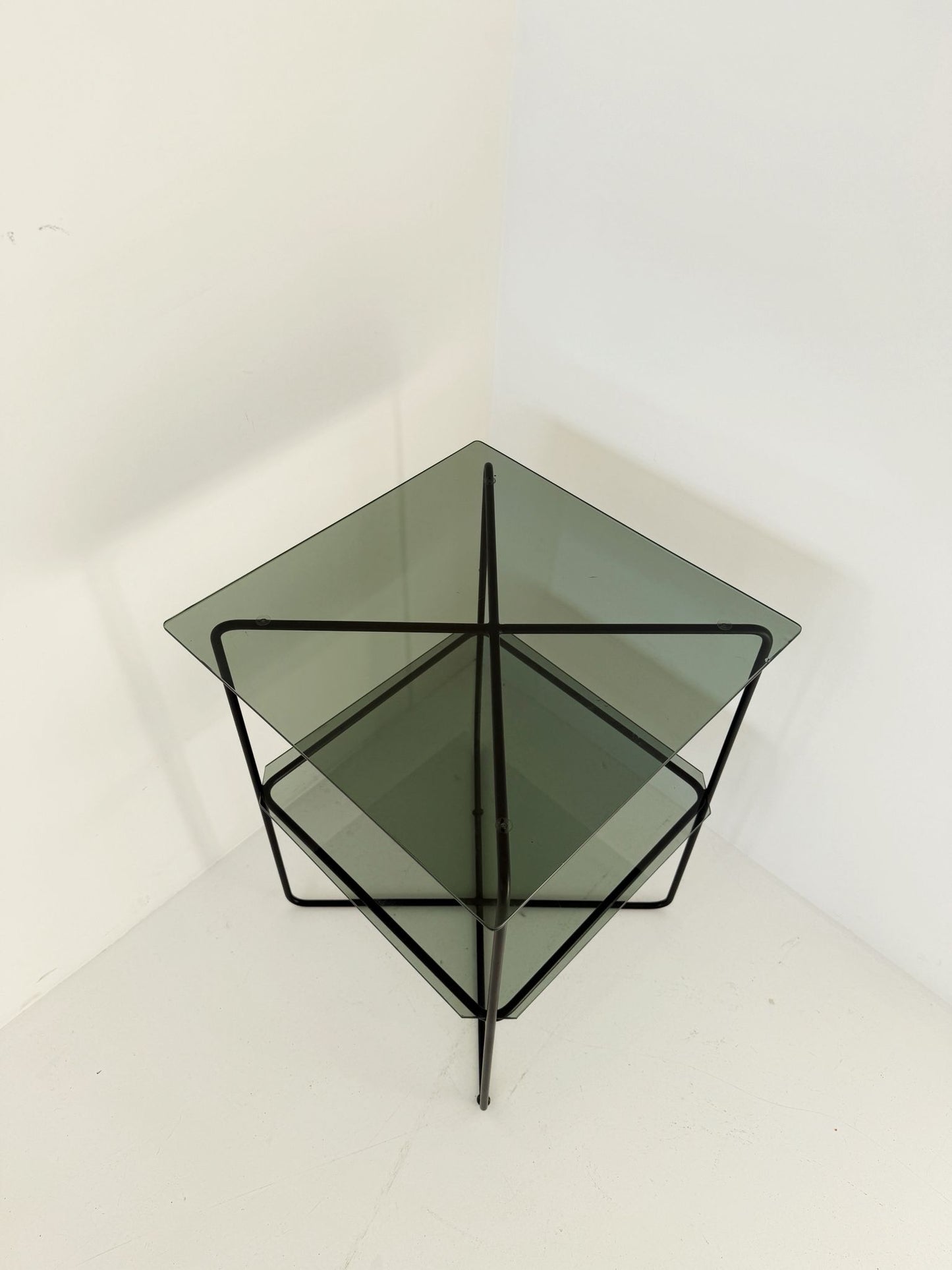 Metal and smoked glass coffee table, 1970s