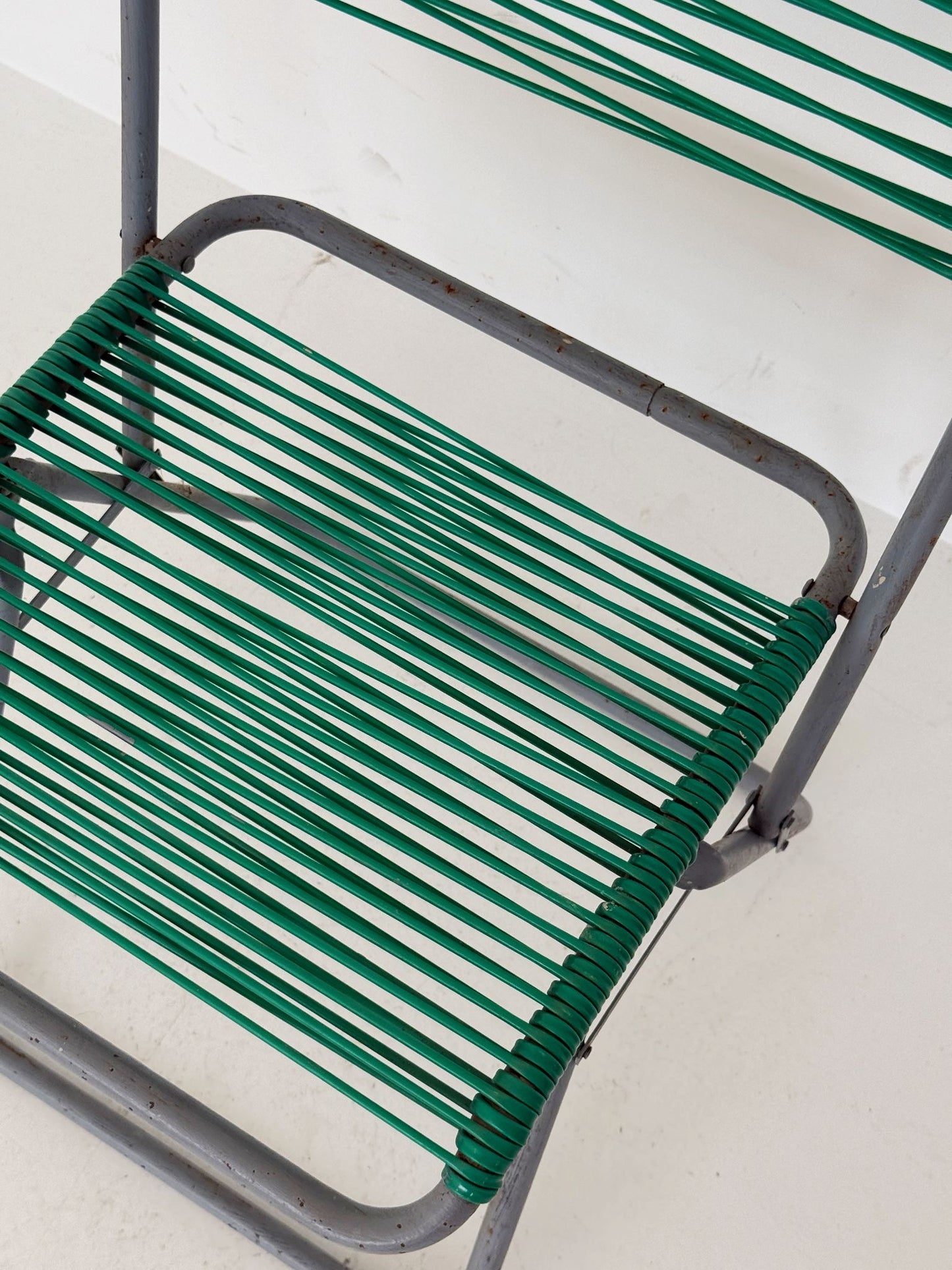 Children's folding chair in metal and woven plastic wire, 1960s/1970s