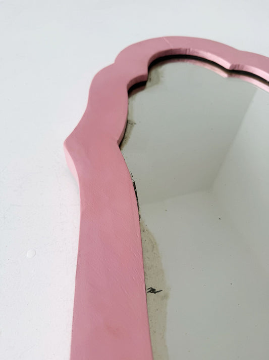 Shaped Mirror with Pink Frame – 1970s