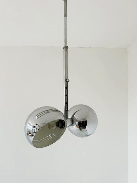 Lampadario Space Age con asta telescopica e diffusori orientali 1970