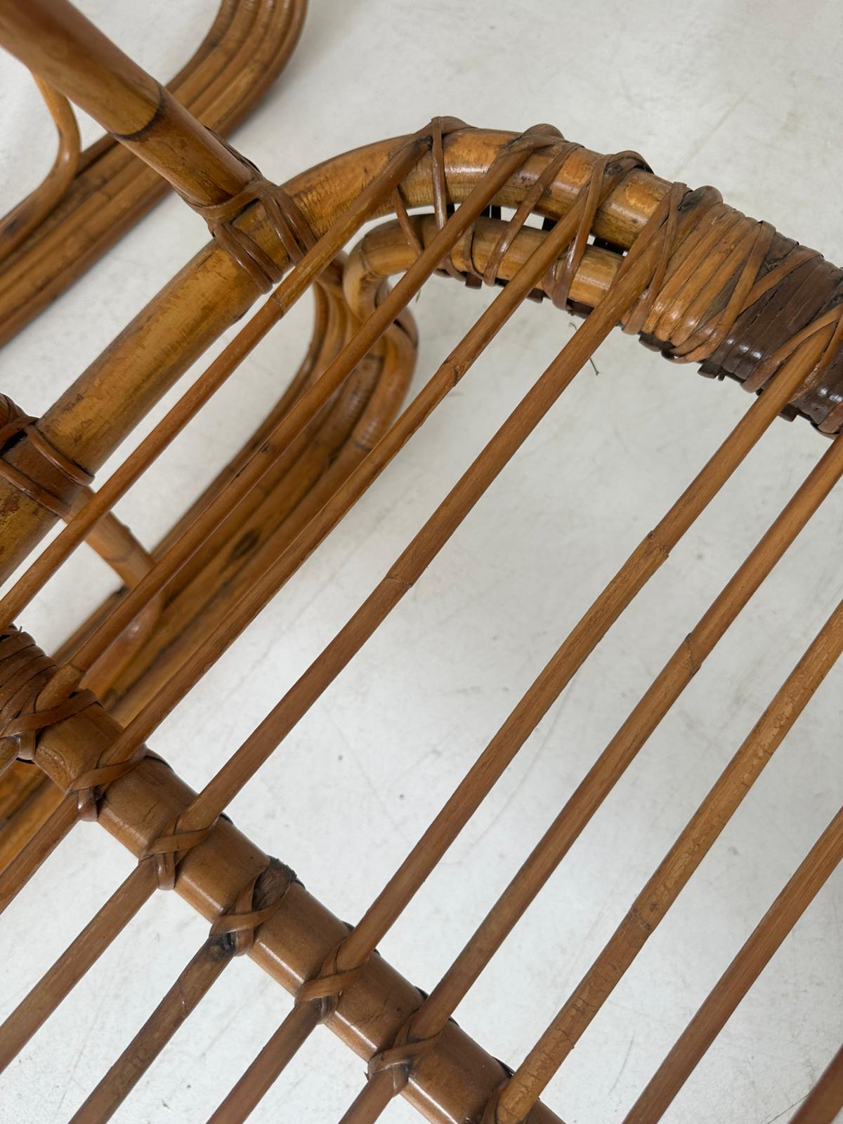 Salottino in rattan originale anni ’60 – 4 poltroncine + tavolino