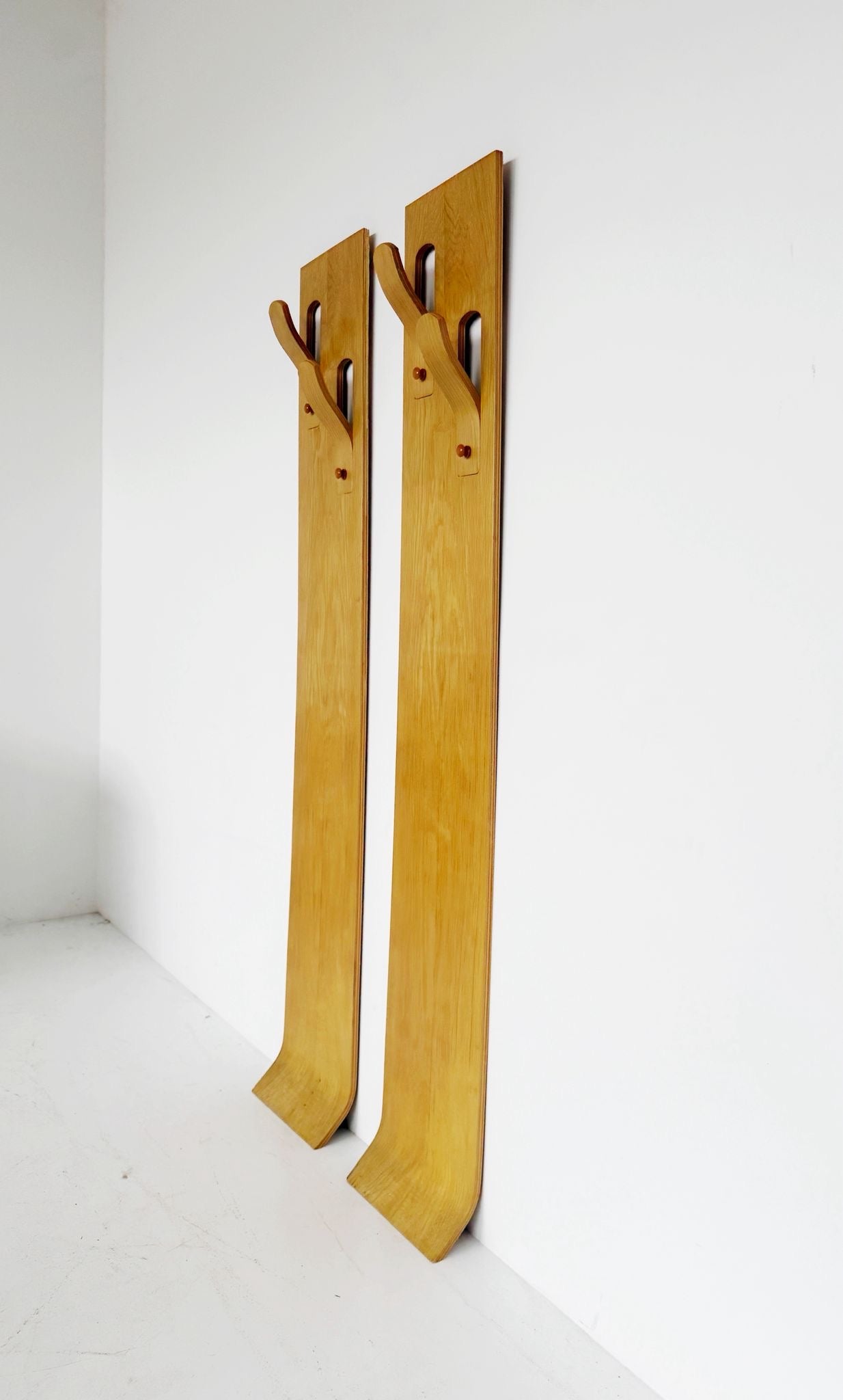 Coppia di appendiabiti da parete composti da due moduli verticali indipendenti,