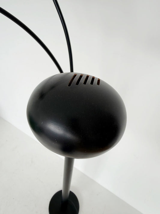 Lampada da terra a tre luci con bracci arcuati in metallo nero – Anni ’80/’90
