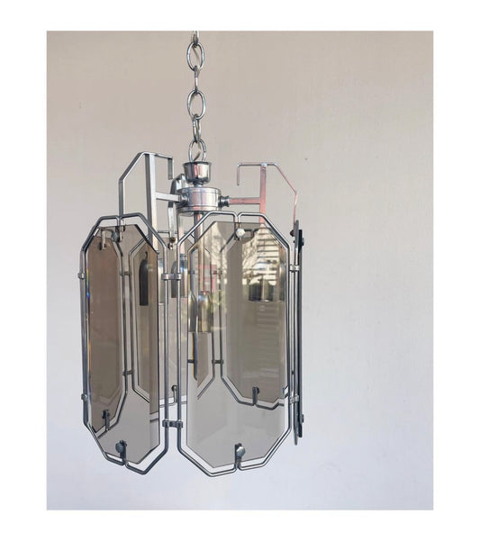 Lampadario cromo e vetro