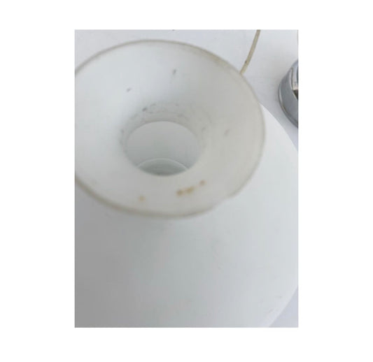 Pair of white and chrome table lamps