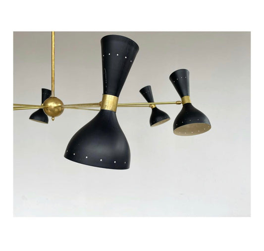 Lampadario in ottone e alluminio