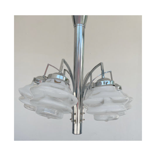 Lampadario cromo e vetro