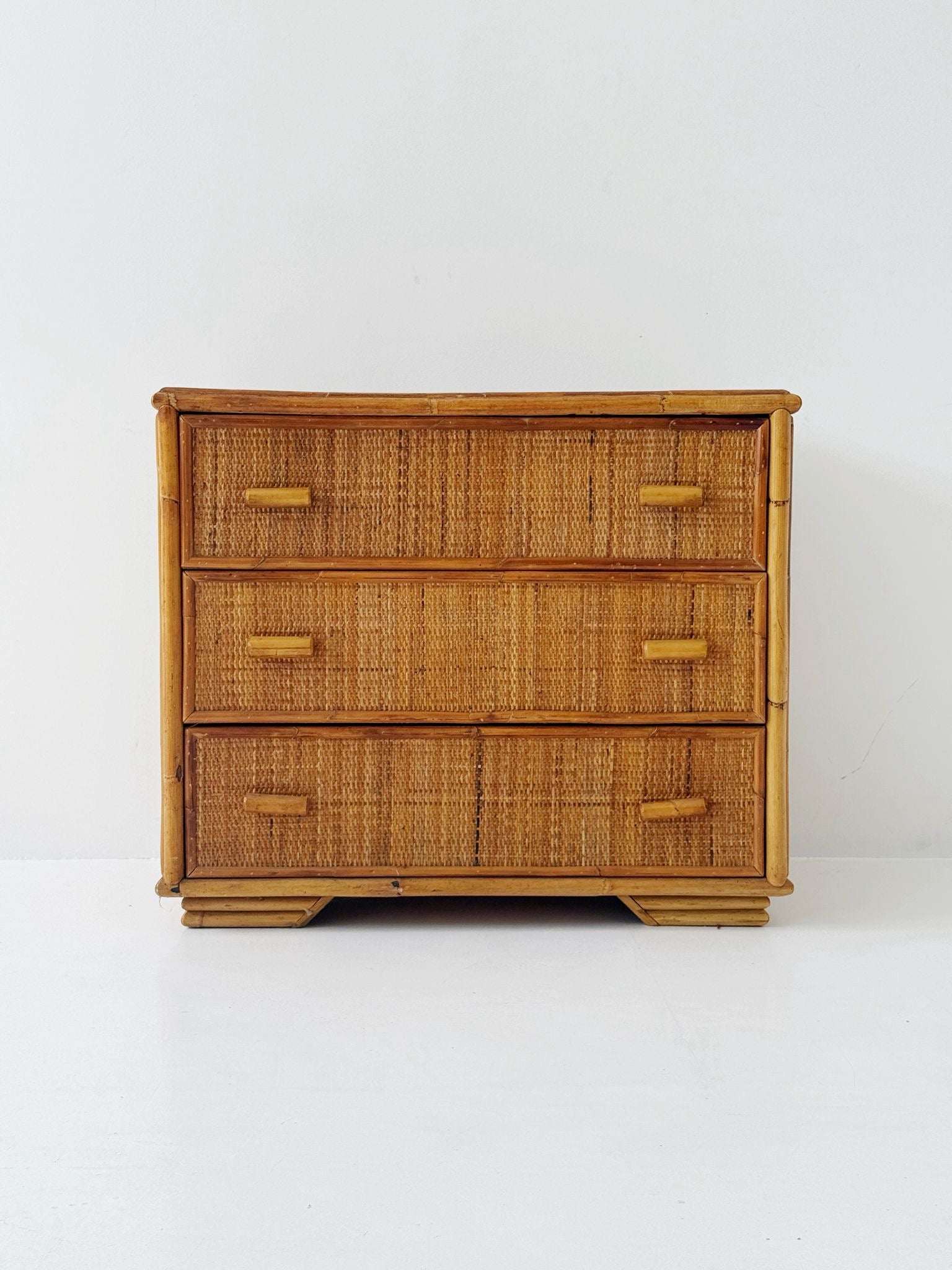Bamboo and woven chest of drawers – 1960s