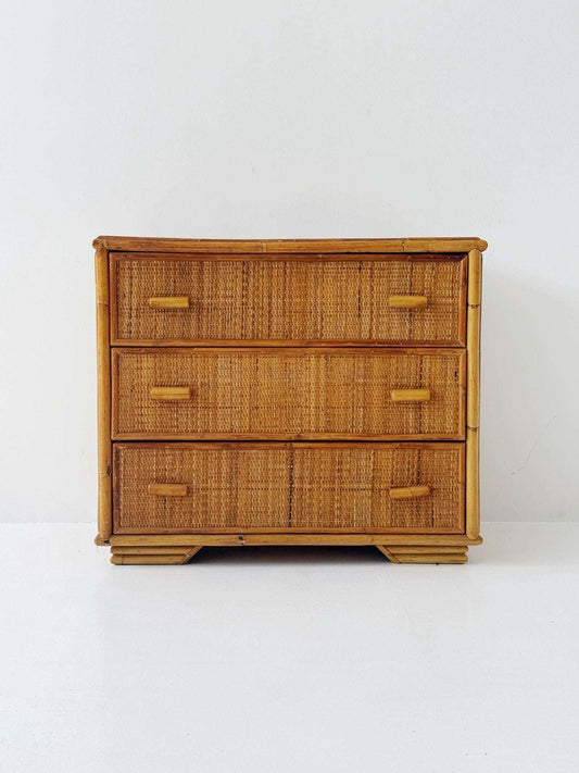 Bamboo and woven chest of drawers – 1960s