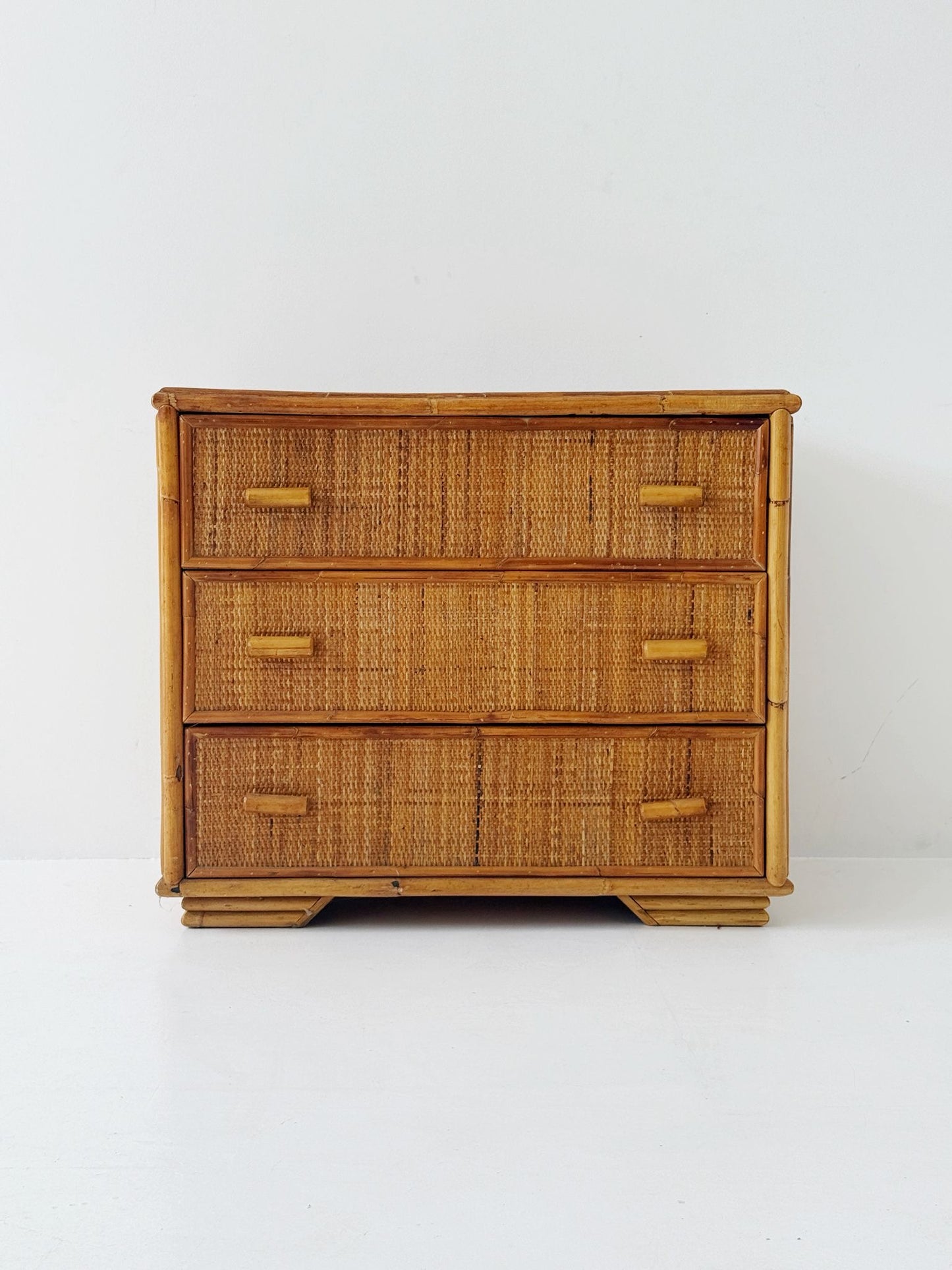Bamboo and woven chest of drawers – 1960s