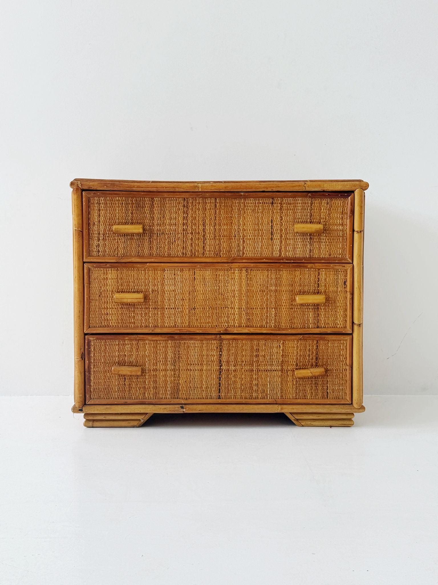 Bamboo and woven chest of drawers – 1960s