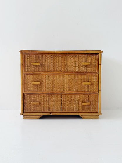 Bamboo and woven chest of drawers – 1960s