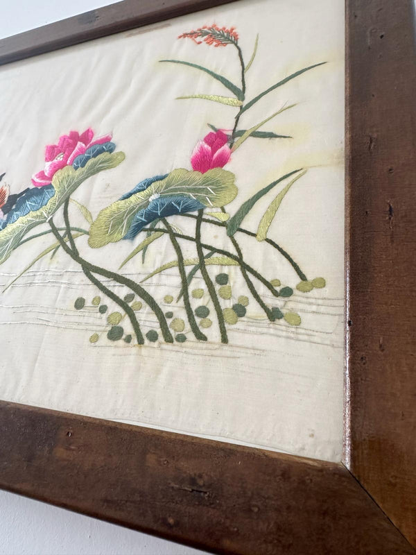 Chinese embroidered silk panel