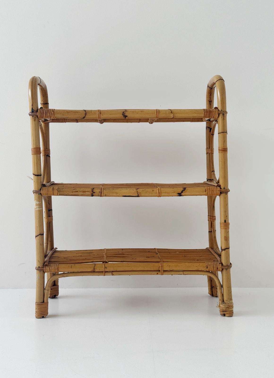 Bamboo Shelf with Circular Patterns – Italy, 1960s