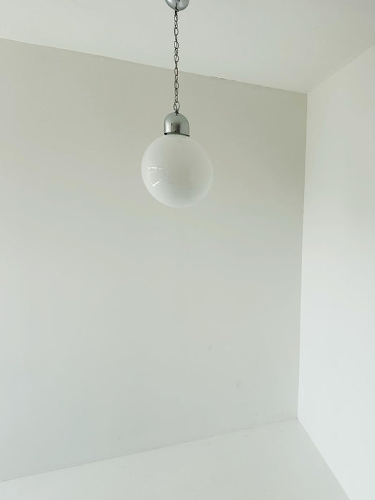 Glass and chrome chandelier