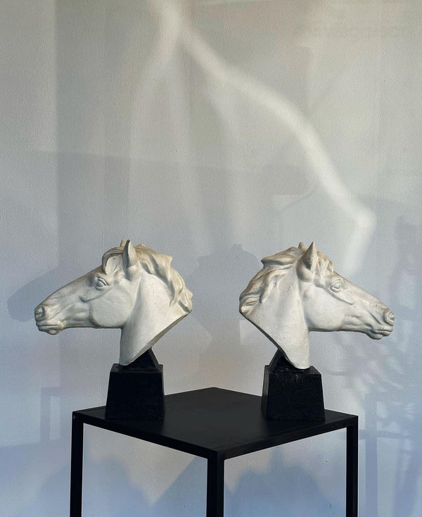 Pair of cast iron horse heads