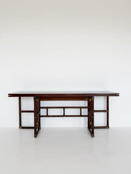 Consolle/tavolo McGuire in rovere e rattan di Lyda Levi (anni '70)