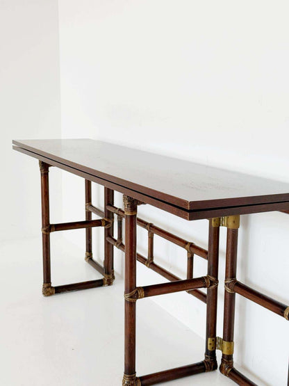 McGuire oak and rattan console/table by Lyda Levi (1970s)