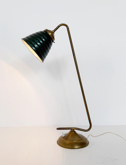 Lampada da tavolo verde e ottone