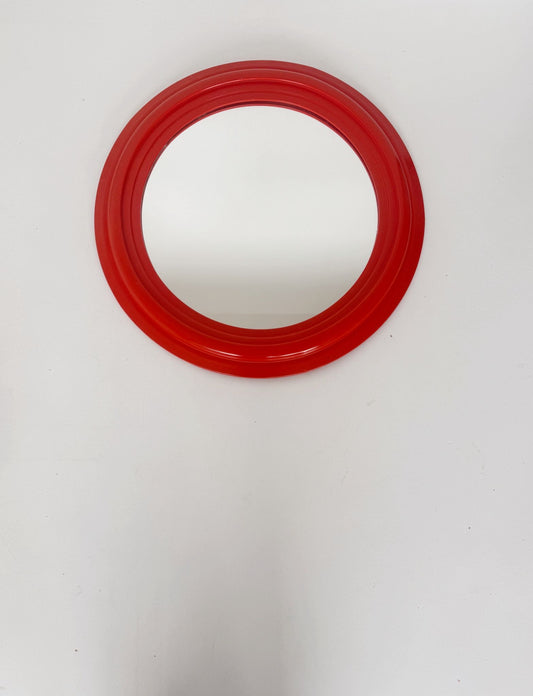 Specchio da parete con cornice arancione – Italia, anni '70
