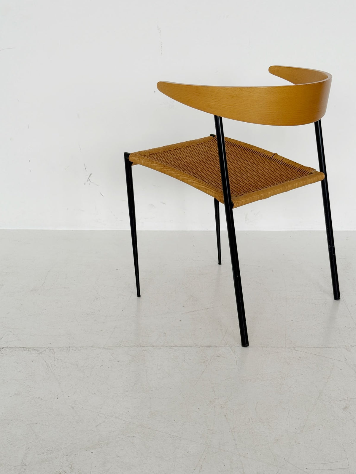 Italian Chair in Metal, Bentwood, and Wicker – 1960s