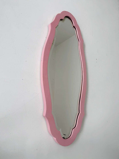 Shaped Mirror with Pink Frame – 1970s