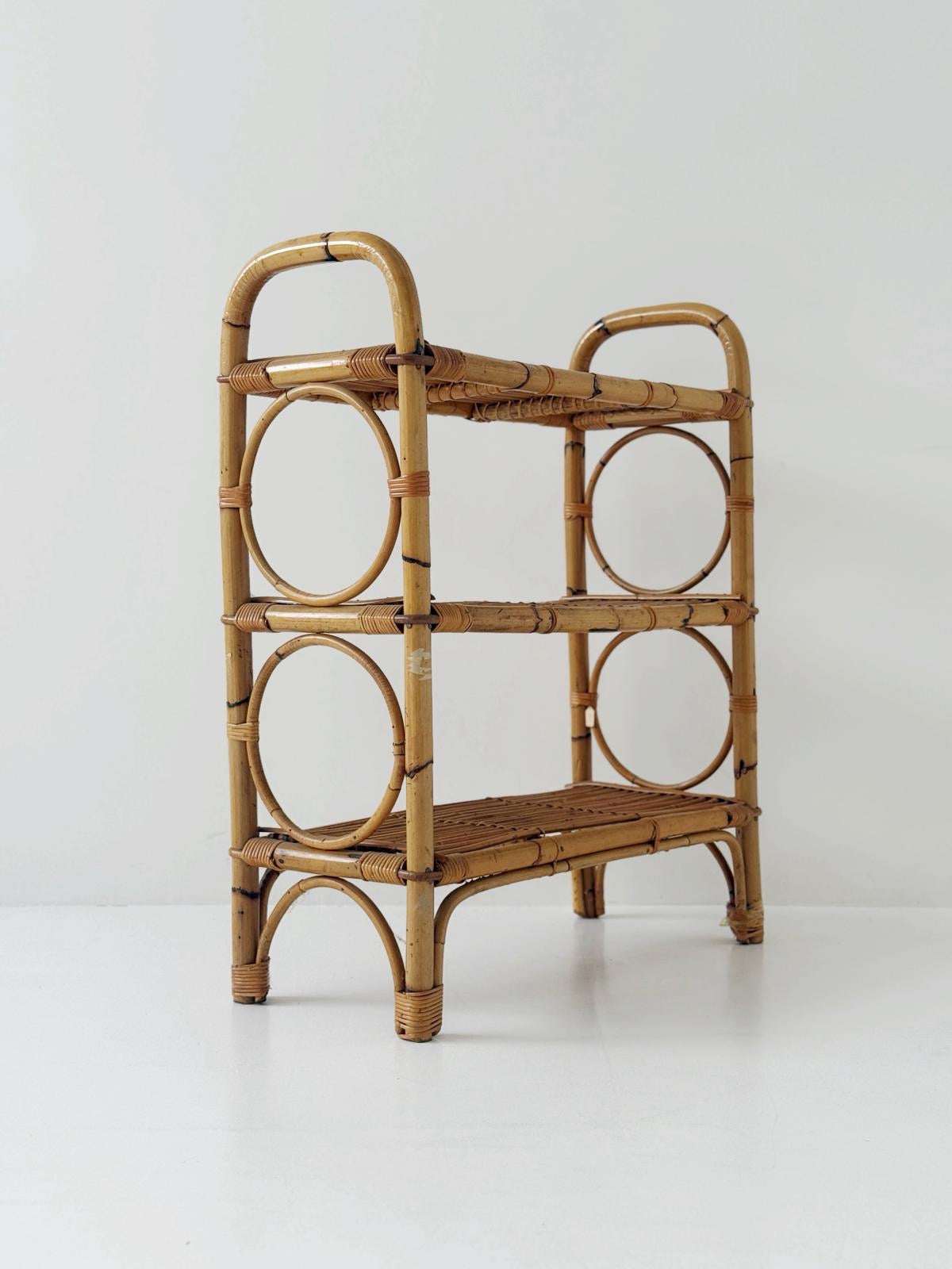 Bamboo Shelf with Circular Patterns – Italy, 1960s