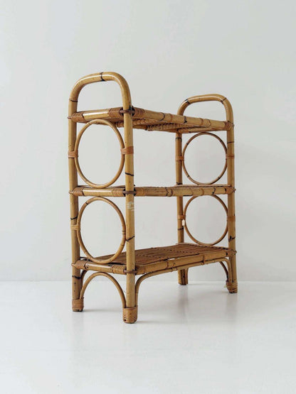 Bamboo Shelf with Circular Patterns – Italy, 1960s