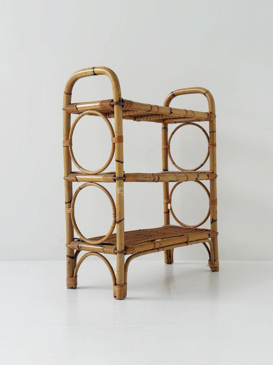 Scaffalatura in bambù con motivi circolari – Italia, anni '60