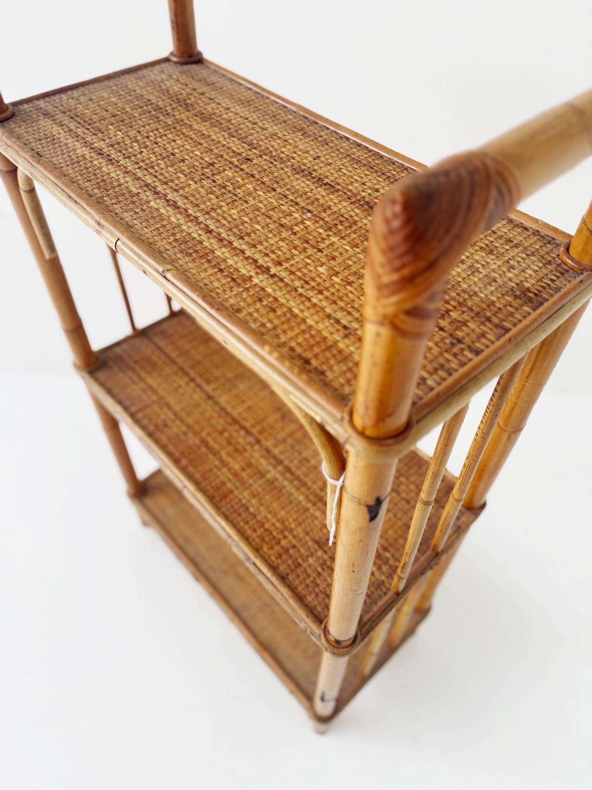 bamboo and rattan shelf – 1960s/1970s