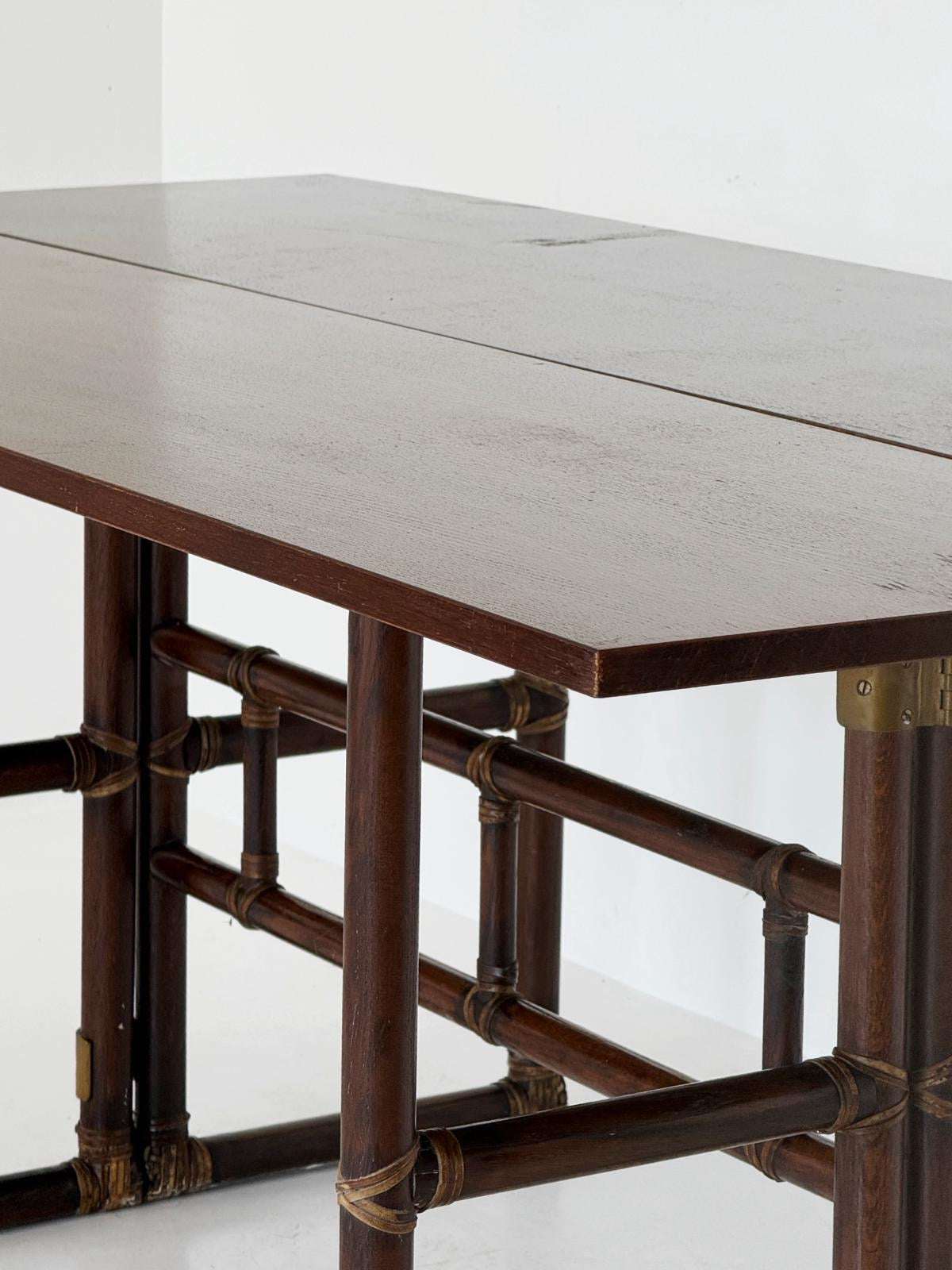 McGuire oak and rattan console/table by Lyda Levi (1970s)