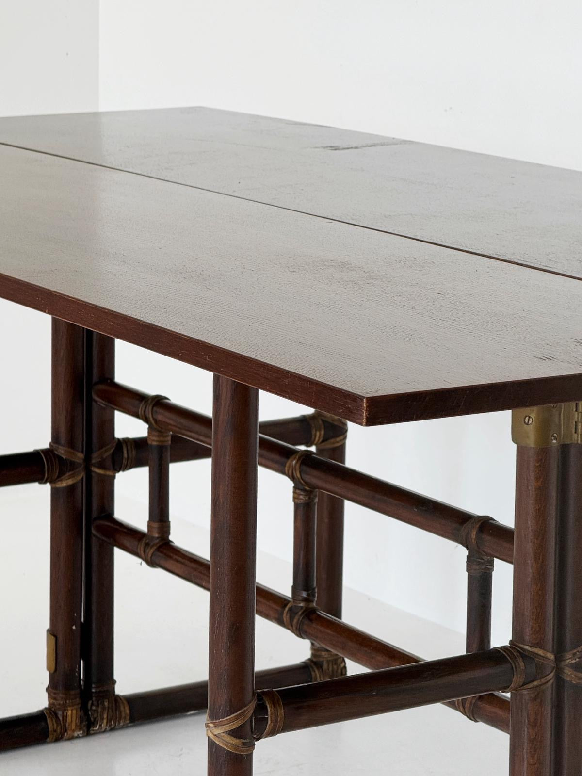 McGuire oak and rattan console/table by Lyda Levi (1970s)