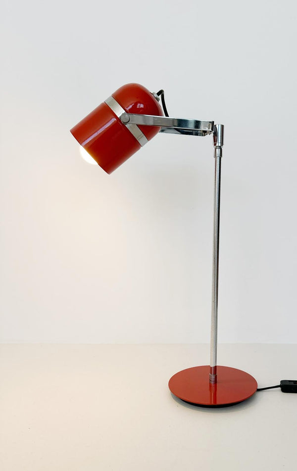 Chrome and orange table lamp
