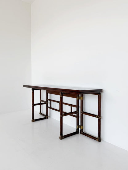 McGuire oak and rattan console/table by Lyda Levi (1970s)