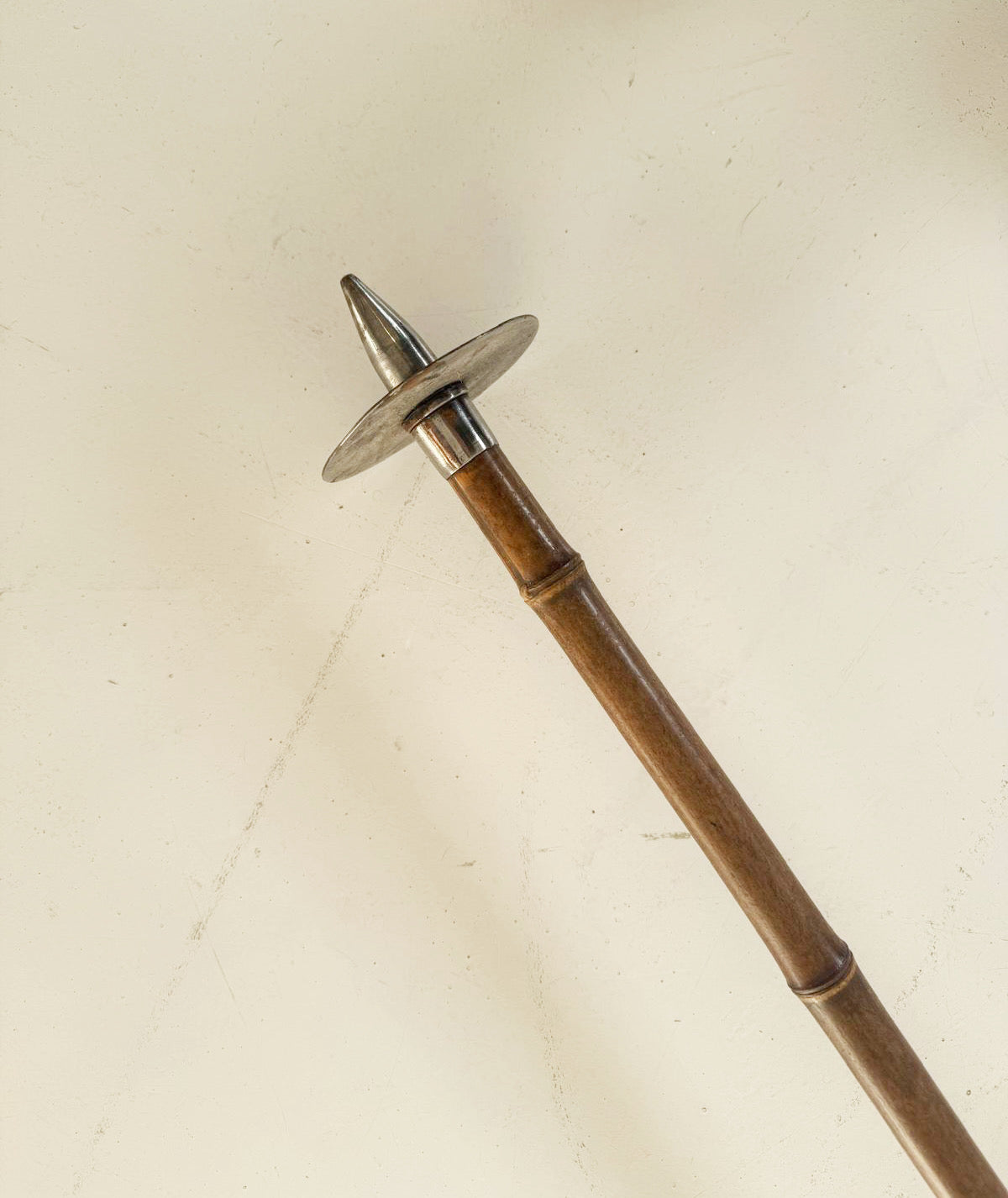 Vintage Folding Stool Cane - Wood, Brass, and Metal