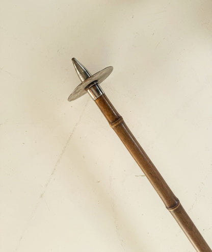 Vintage Folding Stool Cane - Wood, Brass, and Metal