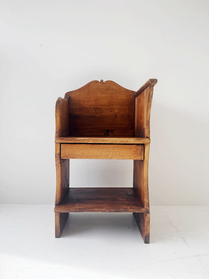 Panca rustica con cassetto e ripiano Italia, fine XIX - inizio XX secolo