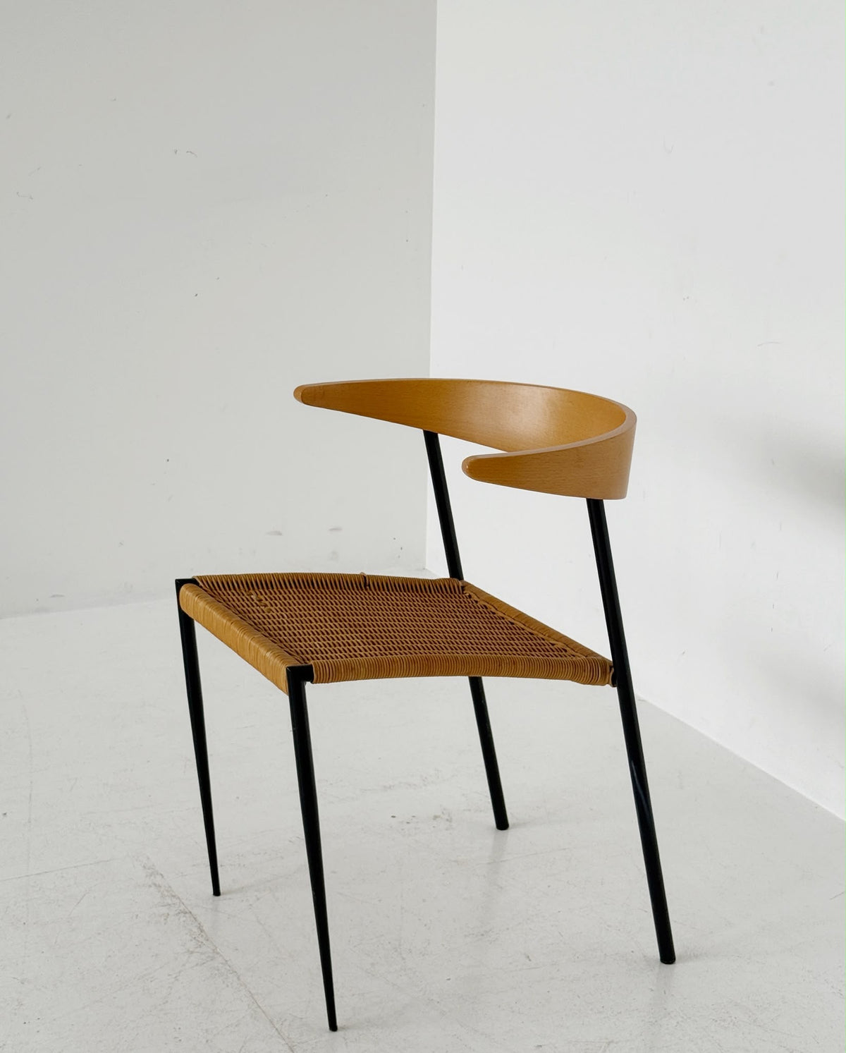 Italian Chair in Metal, Bentwood, and Wicker – 1960s