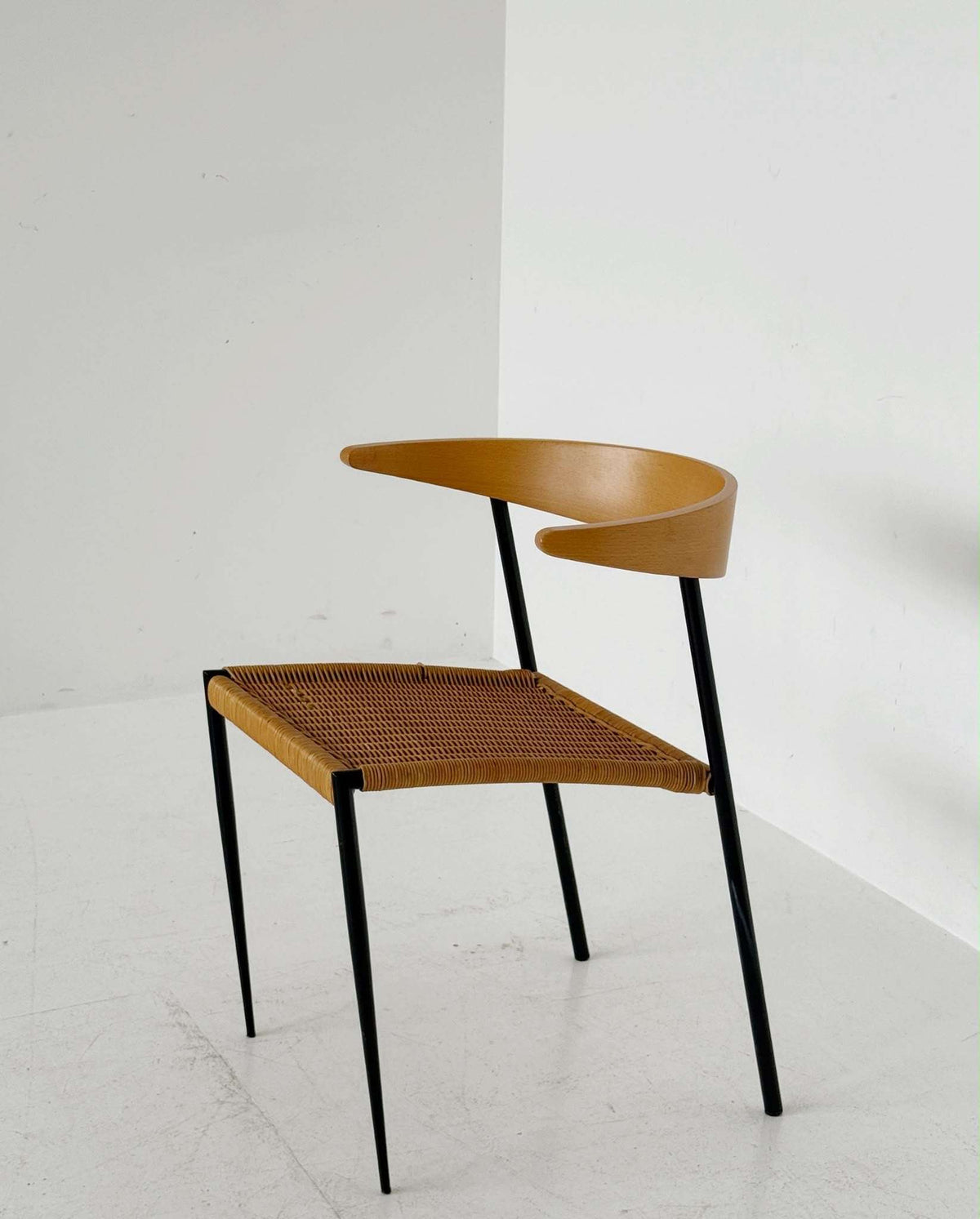 Italian Chair in Metal, Bentwood, and Wicker – 1960s