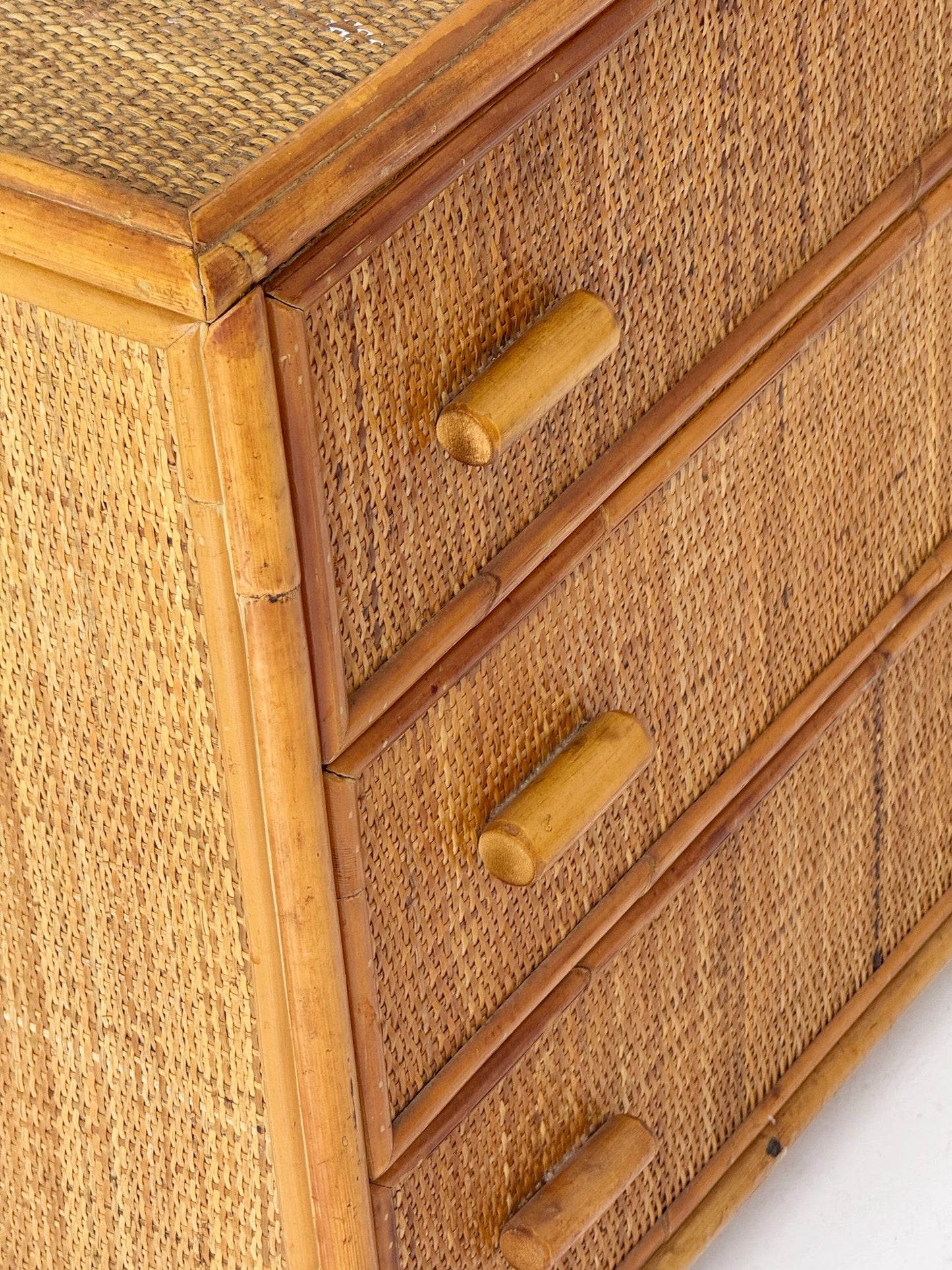 Bamboo and woven chest of drawers – 1960s