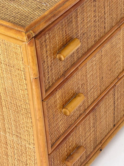Bamboo and woven chest of drawers – 1960s