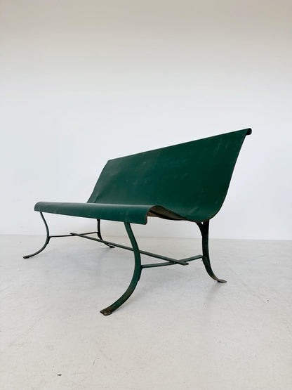 Green iron bench
