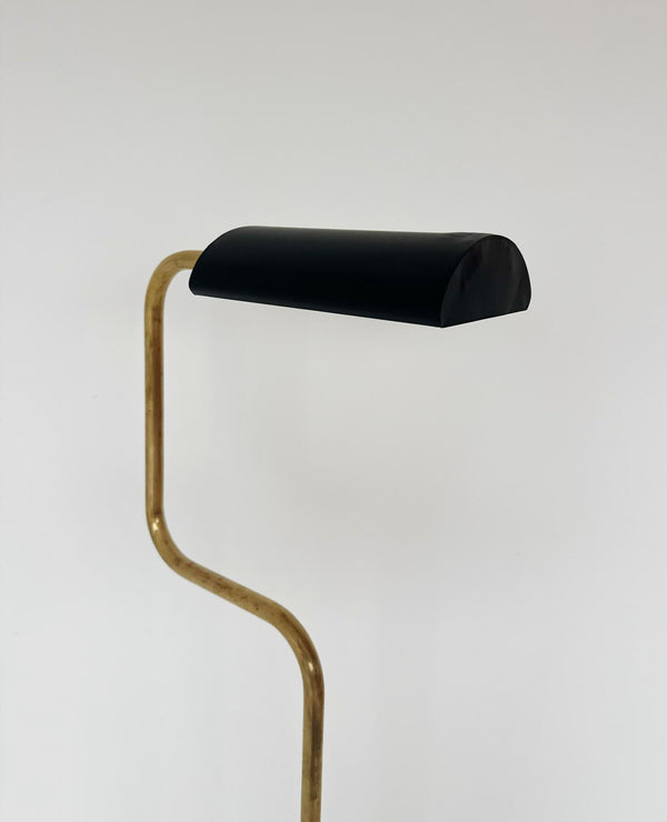 Floor lamp with travertine base