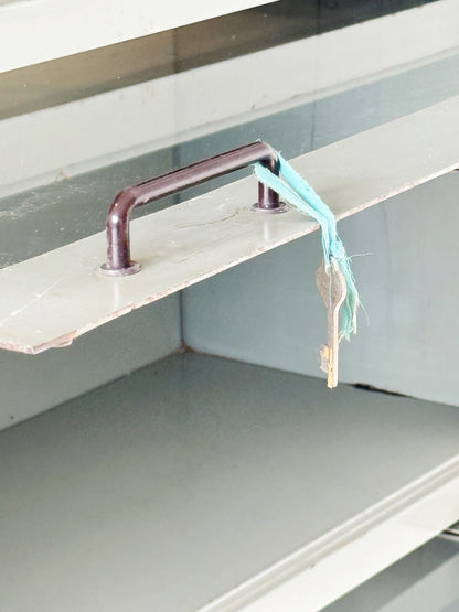 Armadio vetrato industriale in metallo, 4 ante basculanti – anni 40/50