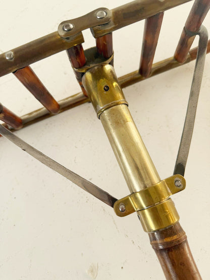 Vintage Folding Stool Cane - Wood, Brass, and Metal