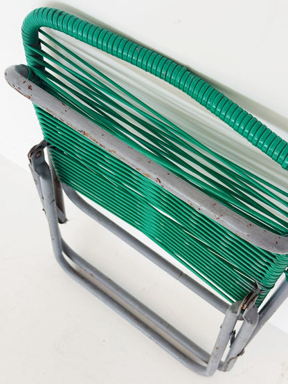 Sedia pieghevole per bambini in metallo e filo plastico intrecciato, anni '60/'70