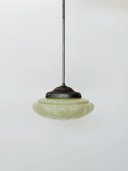 Lampada a sospensione in vetro soffiato verde opalino